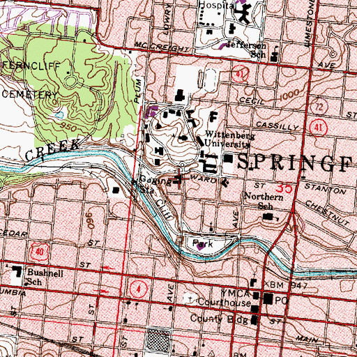 Topographic Map of Ferncliff Residence Hall, OH