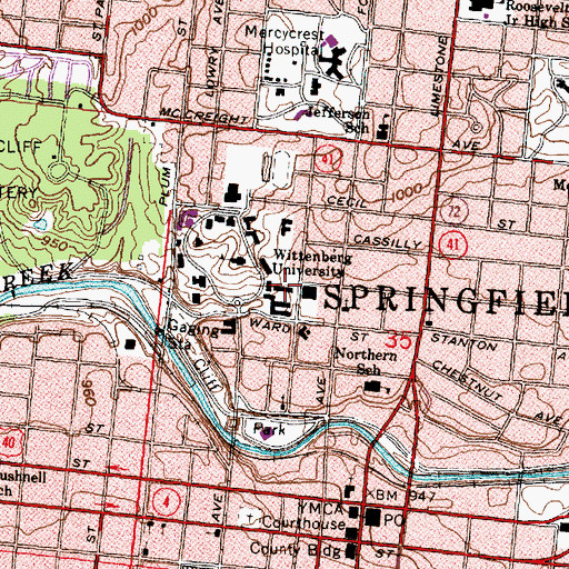 Topographic Map of Firestine Residence Hall, OH