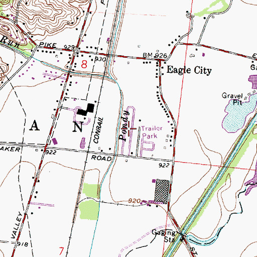 Topographic Map of Happy Valley Mobile Home Park, OH