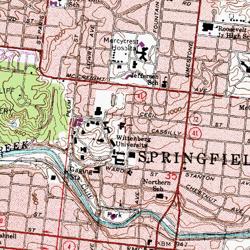 Topographic Map of North Residence Hall, OH