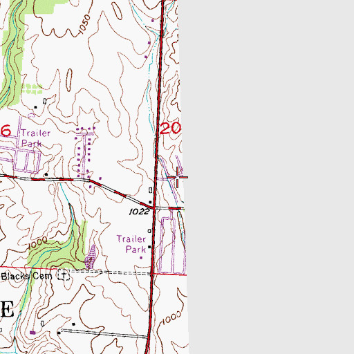Topographic Map of Park Terrace Mobile Home Park, OH