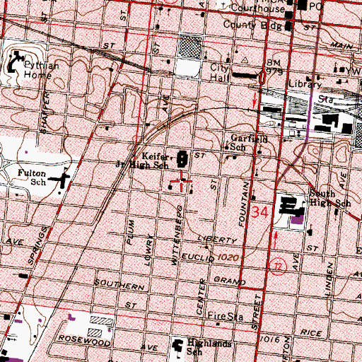 Topographic Map of Recitation Hall, OH