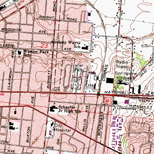 Topographic Map of Shoups Mobile Home Park, OH