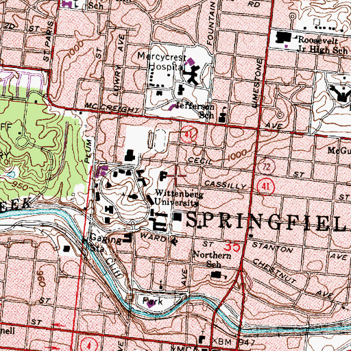 Topographic Map of Tower Residence Hall, OH