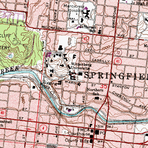 Topographic Map of Woodlawn Residence Hall, OH