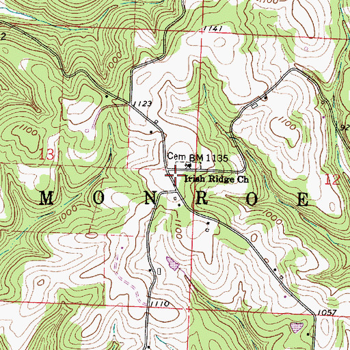 Topographic Map of Irish Ridge, OH