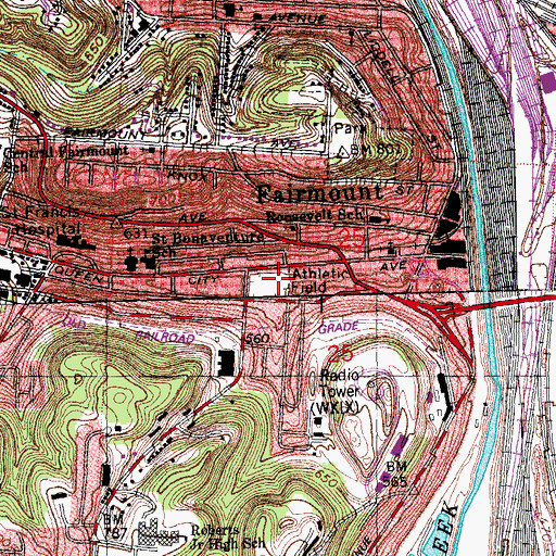 Topographic Map of South Fairmount, OH