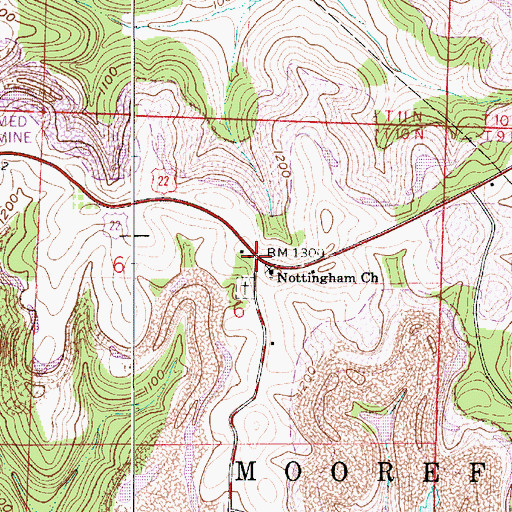 Topographic Map of Nottingham (historical), OH
