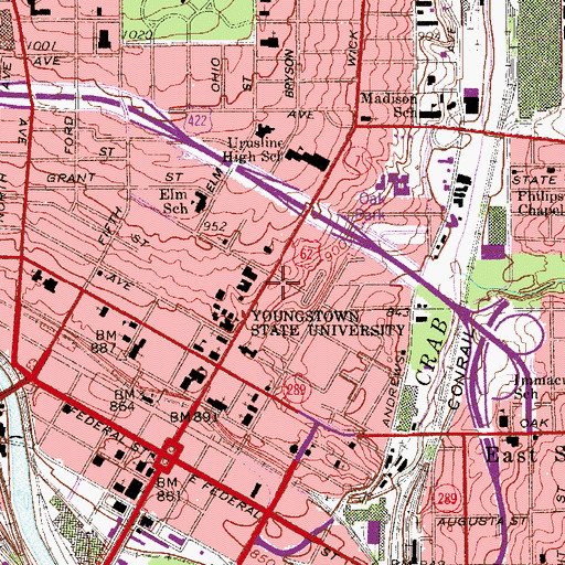 Topographic Map of Bliss Hall, OH