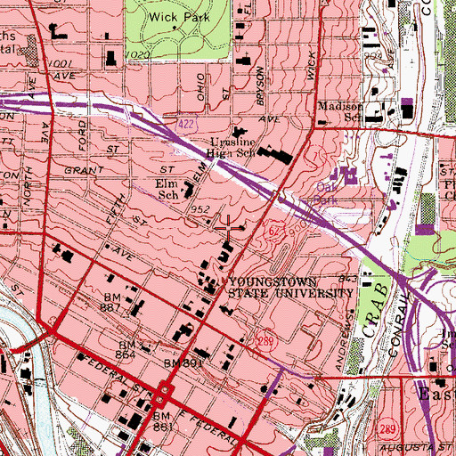 Topographic Map of Coffelt Hall, OH