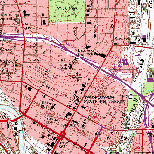 Topographic Map of Dana Hall, OH