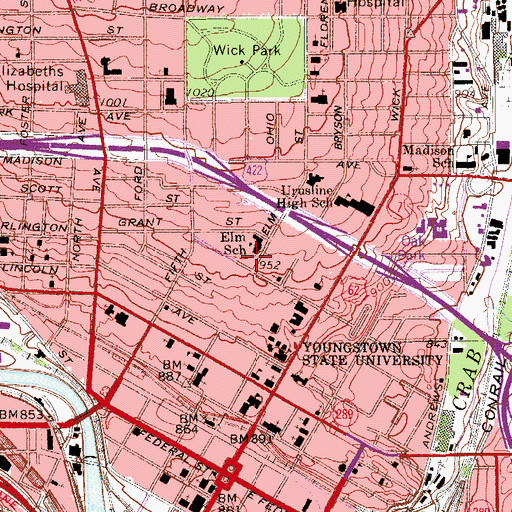 Topographic Map of Fedor Hall, OH