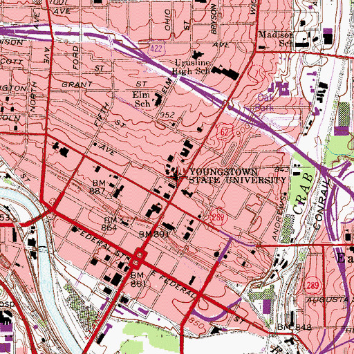 Topographic Map of Jones Hall, OH