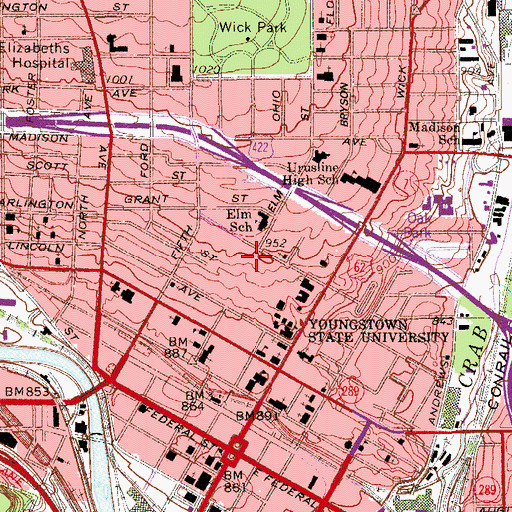 Topographic Map of Kilcawley Center, OH