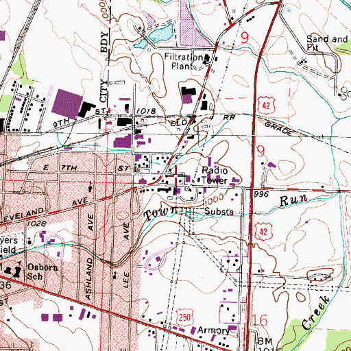 Topographic Map of Carpenters Mobile Home Park, OH