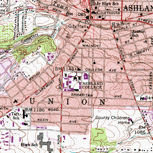 Topographic Map of Founders Hall, OH