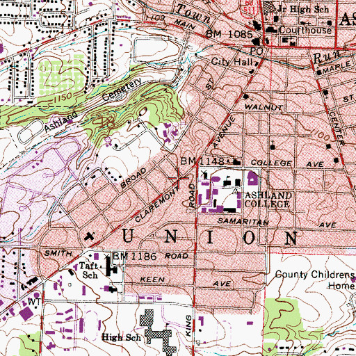 Topographic Map of Kem Hall, OH