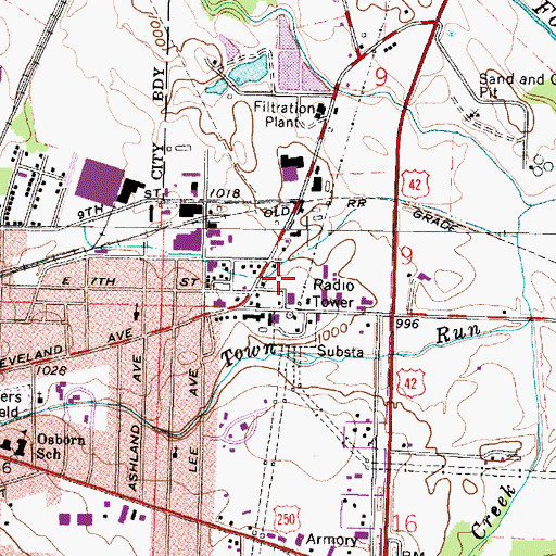 Topographic Map of Trailerville Mobile Home Park, OH