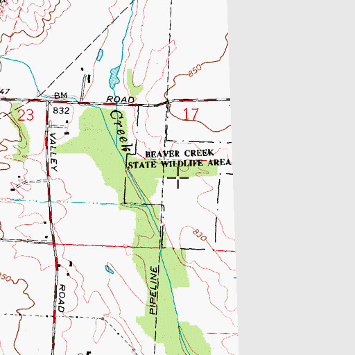 Topographic Map of Beaver Creek State Wildlife Area, OH