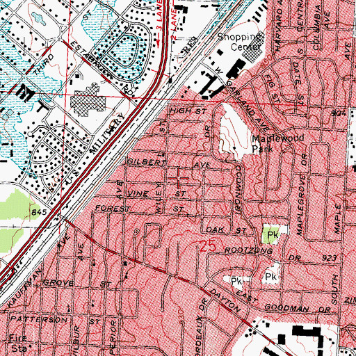 Topographic Map of Buckeye Mobile Home Park, OH