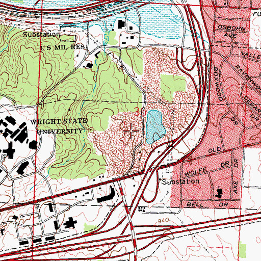 Topographic Map of Ervin J Nutter Center, OH