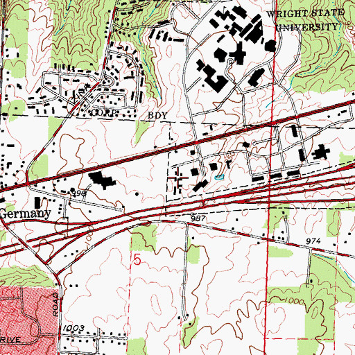 Topographic Map of Fairborn-Wright Office Park, OH