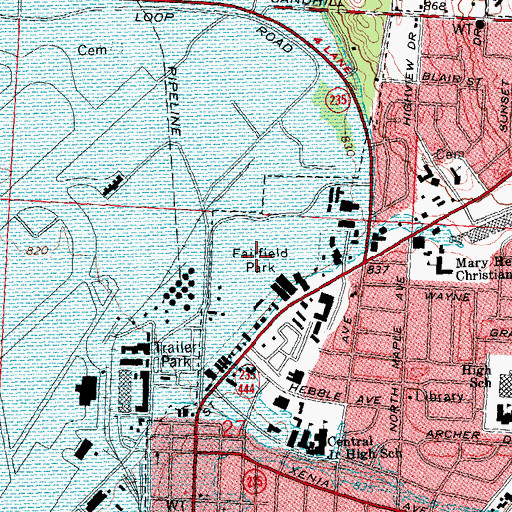 Topographic Map of Fairfield Park, OH
