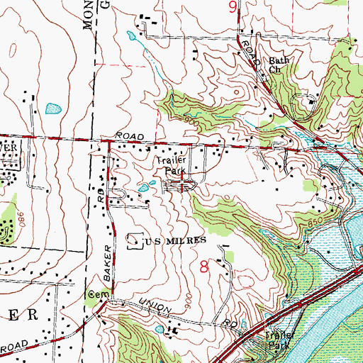 Topographic Map of Huber Mobile Home Park, OH