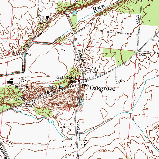 Topographic Map of Oak Grove School, OH