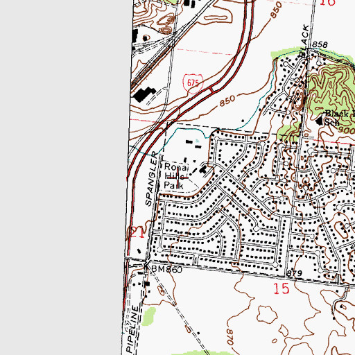 Topographic Map of Rona Hills Park, OH