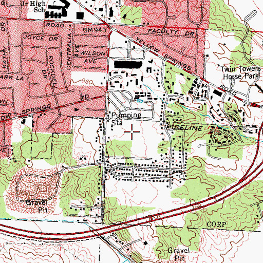 Topographic Map of South Point Village Mobile Home Park, OH