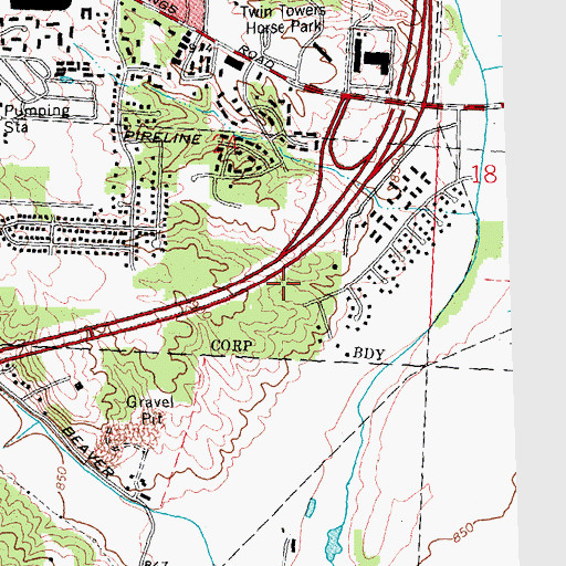Topographic Map of Valle Greene Park, OH