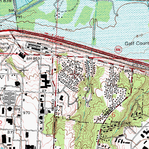 Topographic Map of Woodland Hills, OH