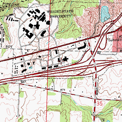 Topographic Map of Wright Executive Center, OH