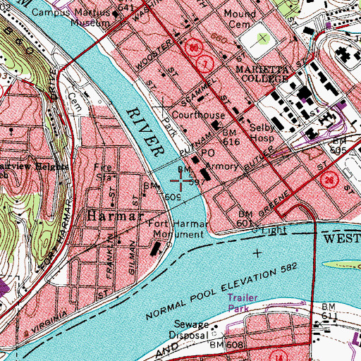 Topographic Map of Dam Number 1 (historical), OH
