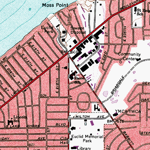 Topographic Map of Shore Civic Centre, OH