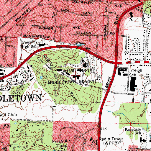 Topographic Map of Logan T Johnston Hall, OH