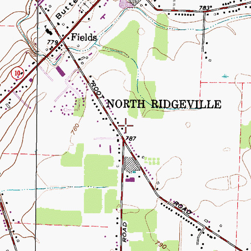 Topographic Map of Root Road Athletic Complex, OH