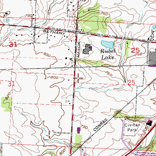 Topographic Map of City of Mason Fire Station 51, OH