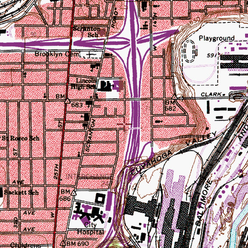 Topographic Map of Buhrer School (historical), OH
