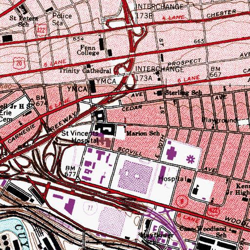Topographic Map of Central Avenue Recreation Center, OH