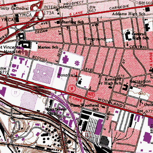 Topographic Map of East Thirtyfifth Street City Dispensary Health Center, OH