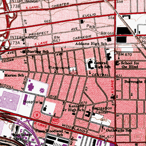 Topographic Map of Kingdom Hall of Jehovahs Witnesses, OH
