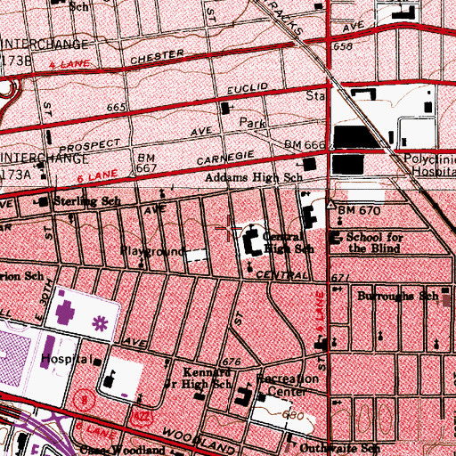 Topographic Map of Liberty Hall, OH