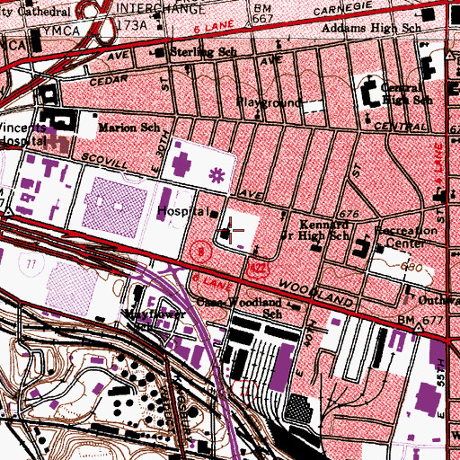 Topographic Map of Longwood School (historical), OH