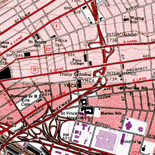 Topographic Map of Mather Hall, OH