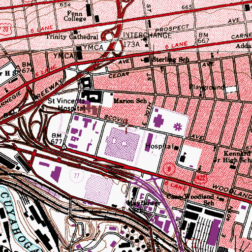 Topographic Map of Mount Olive Baptist Church (historical), OH