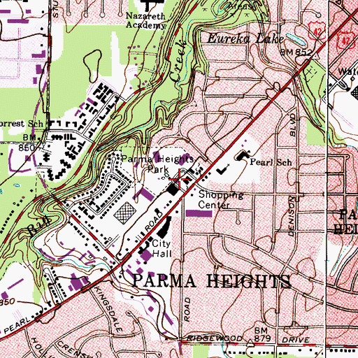 Topographic Map of Parma Heights Branch Library, OH