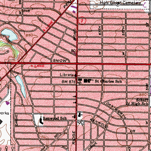 Topographic Map of Parma Ridge Branch Library, OH