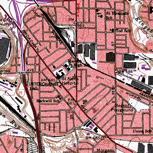 Topographic Map of Saint Johns United Church of Christ, OH
